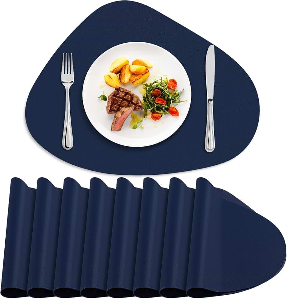 Faux Leather Placemats Set of 8, Wipeable & Washable Table Mats