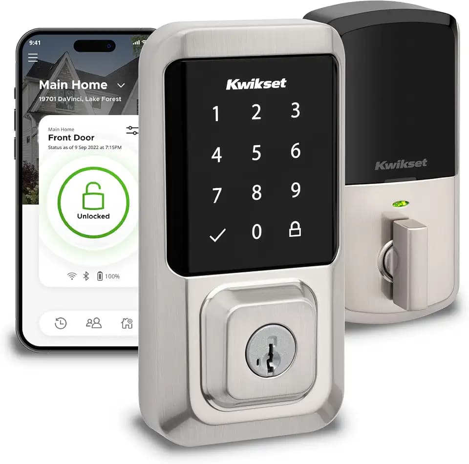 Kwikset Halo Wi-Fi Smart Lock, Keyless Entry Door Deadbolt, Geofence Auto-Unlock, Grade AAA Certified, No Hub Required Easy Install, Satin Nickel Lifetime Finish Warranty, Touchscreen