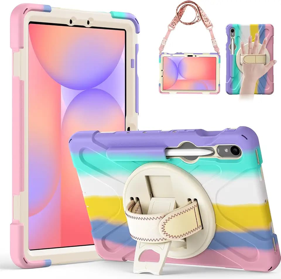 Gerutek Hülle für Samsung Galaxy Tab S10 Lite/S10 FE/S9 FE/S9/S8, Bunt Rosa