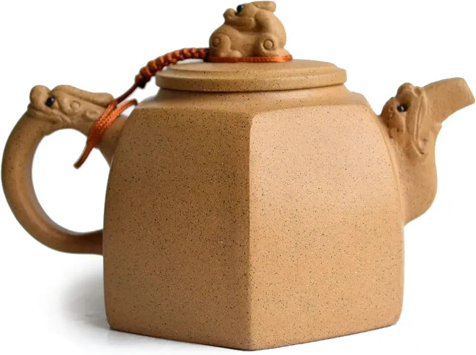 Teapot Chinese Dragon Pixiu Yixing Clay Pots Yellow Zisha Infusers for Gongfu Tea Handmade (Yellow clay), 1