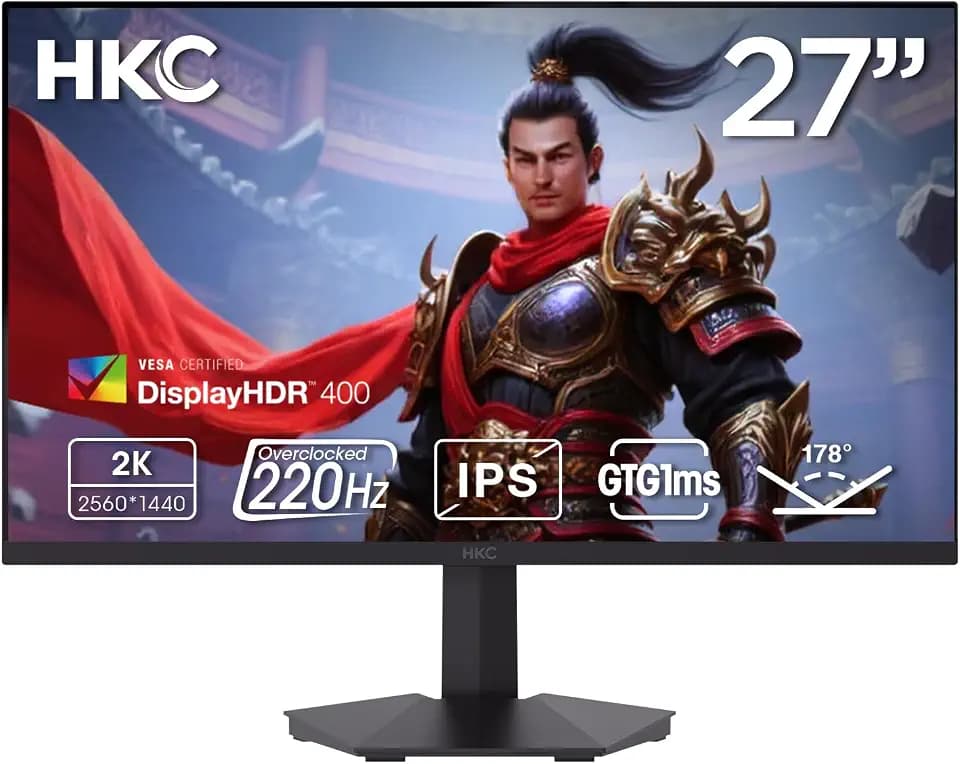 HKC G27H2DPro 27-Zoll-Gaming-Monitor 2560 x 1440 220 Hz Fast IPS, 1 ms DP/HDMI DisplayHDR400 VESA Schwarz