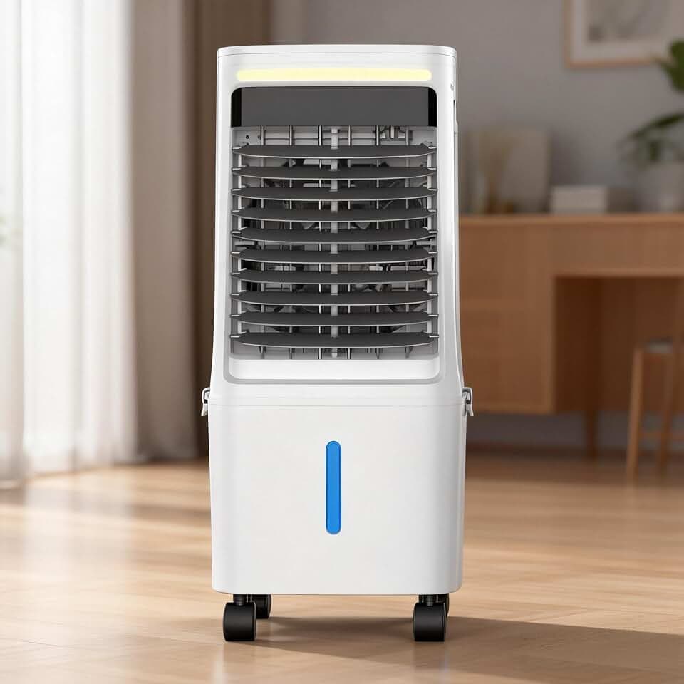 Uthfy 33" Swamp Cooler Air Conditioner, Evaporative Air Cooler with Dual Water Tanks for 24H Cooling, 120° Oscillating, 7 GAL Detachable Water Tank, 12H Timer, Portable AC for Bedroom