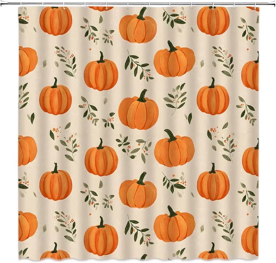 Boho Fall Pumpkin Shower Curtain for Bathroom, 72x72 Inch
