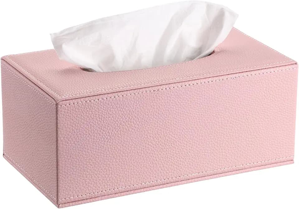Sumnacon Tissue Box Cover Rectangle,Magnetic Bottom Tissue Box Holder,Pink