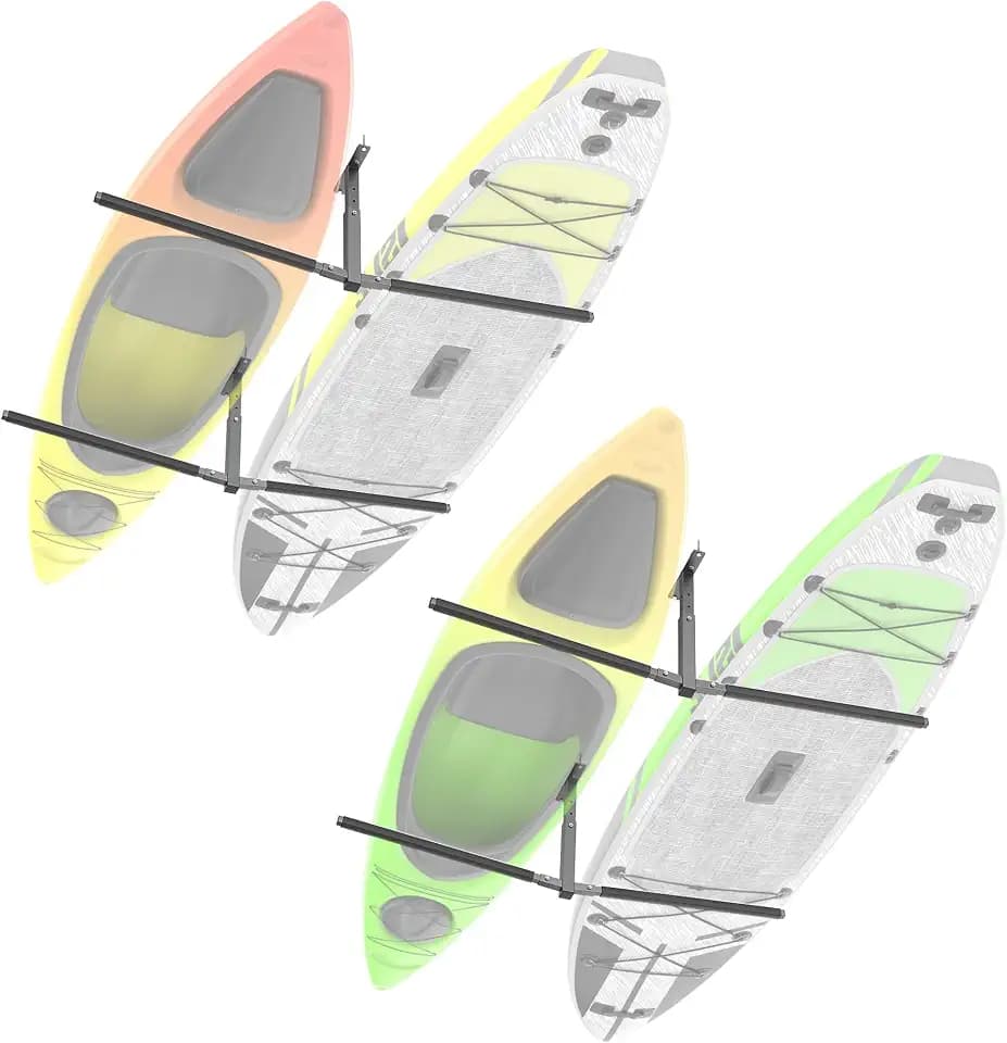 WALMANN Ceiling Kayak Storage Rack for Garage, Heavy-Duty Overhead Kayak Hanger Holds Kayak, Snowboard, Surfboard, Paddleboard & SUP, Space-Saving Ceiling-Mount Storage Rack