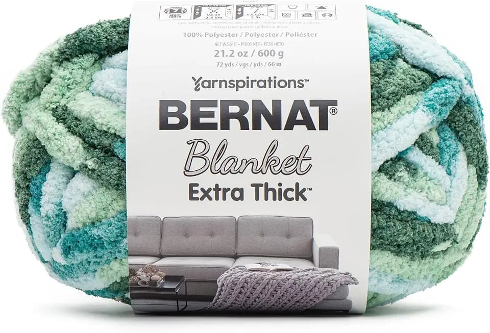 Bernat Blanket Extra Thick Chunky Yarn for Crocheting, Teal Ivy
