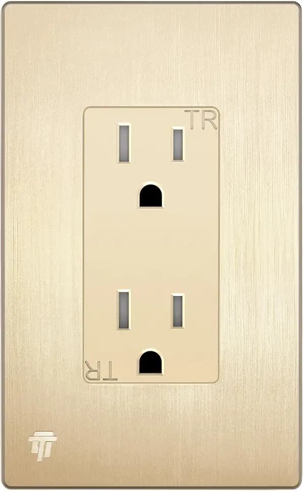 ENERLITES Decorator Outlet Brushed Gold, 15A Standard Electrical Receptacle