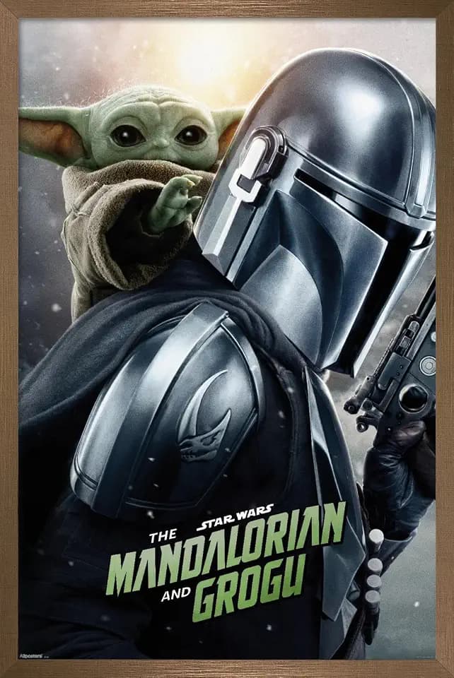Trends International Star Wars: The Mandalorian and Grogu (2026) - Teaser One Sheet Wall Poster, 34L x 22.4W, Bronze Framed Version