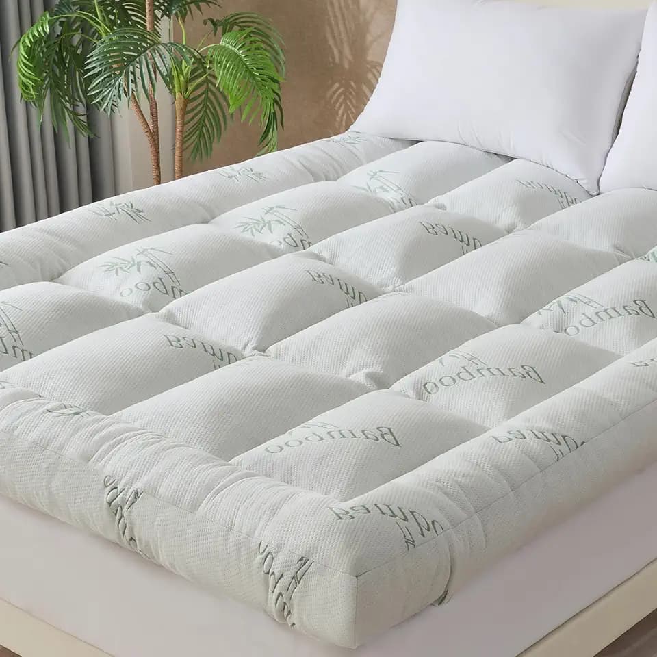WhatsBedding 5 Inch Memory Foam Mattress Topper King for Back Pain Relief, Cooling Bamboo Viscose Air Layer, Supportive Pillow Top Mattress Topper, 8-18in Deep Pocket