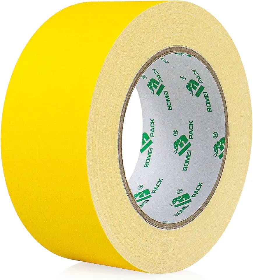 BOMEI PACK Yellow Gaffer Tape, Matte Non-Reflective, 2inch x 30yds No Residue Hand Tear Self-Adhesive Gaffer Tape for Labeling, Cable, Stage, Photo Studio, Painters and Duct Repair, 1 Pack