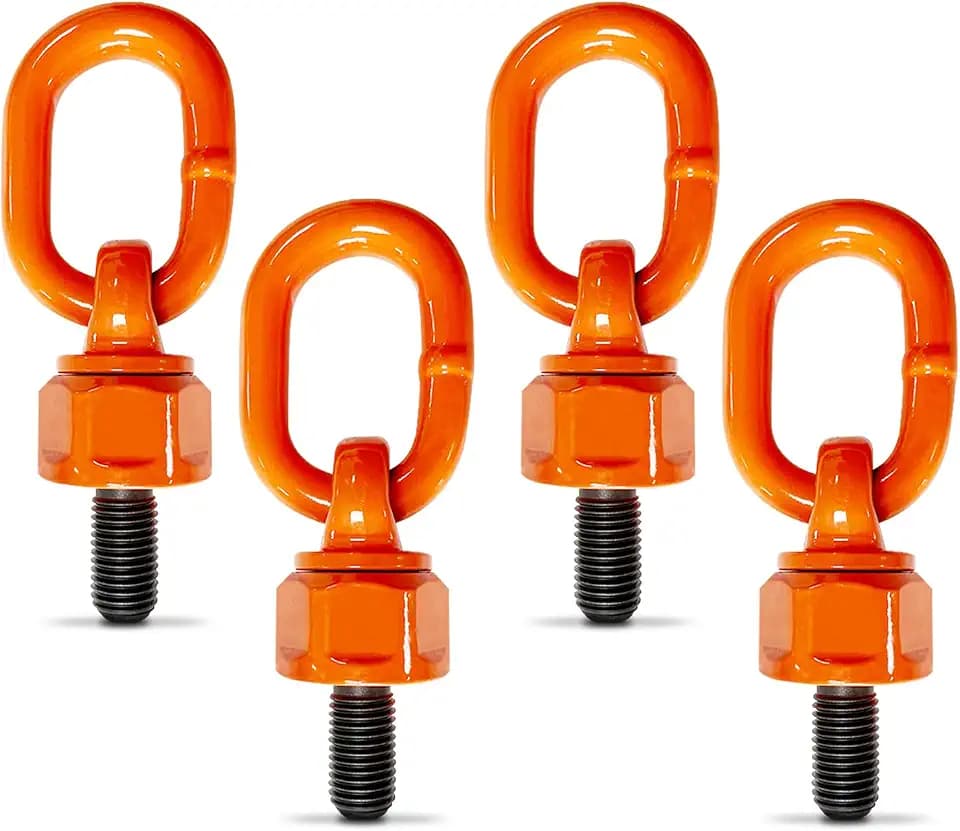 4 Pack Swivel Eye Bolt Hoist Ring M8 x 12 G80 Alloy Steel Material, Standard Load Capacity 880 lbs Swivel Eye Bolt, 360° Rotation Hoist Ring, 1080Mpa Tensile Strength