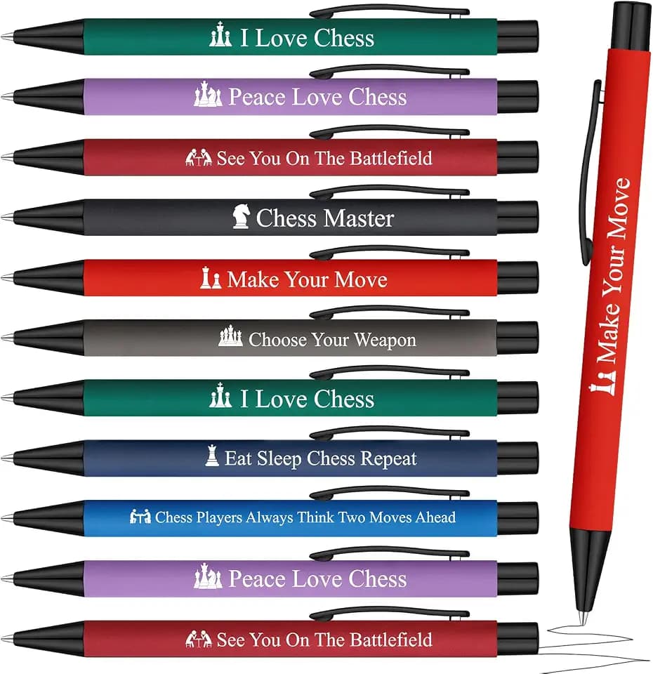 Sayglossy 24 Pcs Chess Pens Bulk Novelty Ballpoint 12 Style for Chess Lover