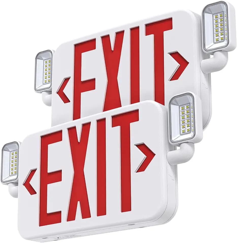 Exit Sign with Emergency Lights Battery Backup, Hardwire AC120/277V, 2PCS