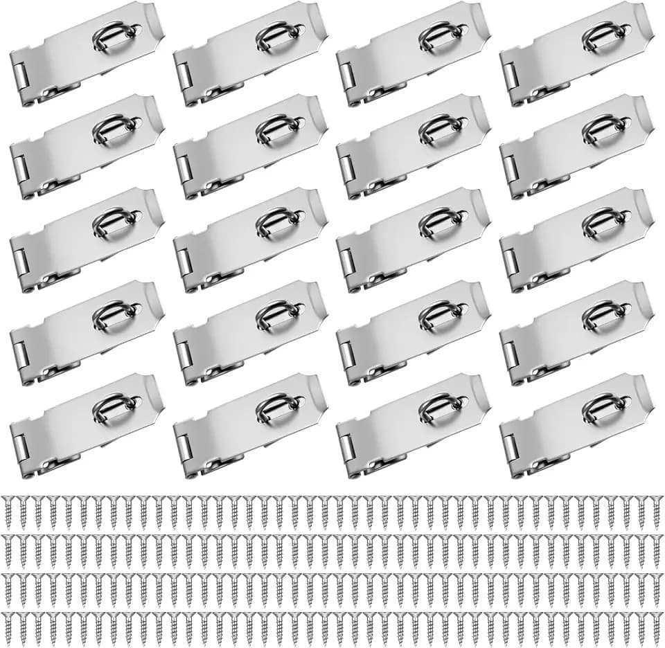 20 PCS Padlock Hasp Latch, Stainless Steel Padlock Hasp, Heavy Duty Security Door Locks Latch with Mounting Screws, for Doors and Cabinets