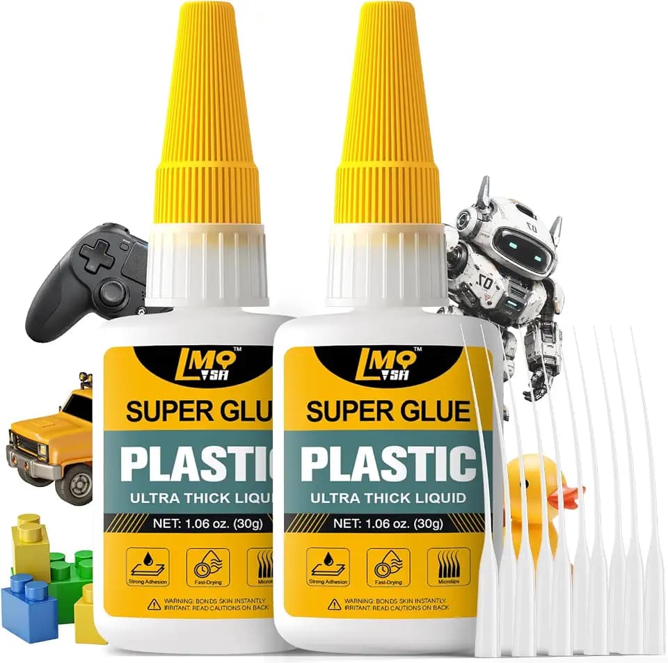 Plastic Super Glue Liquid, Clear Instant Cyanoacrylate Adhesive for Model