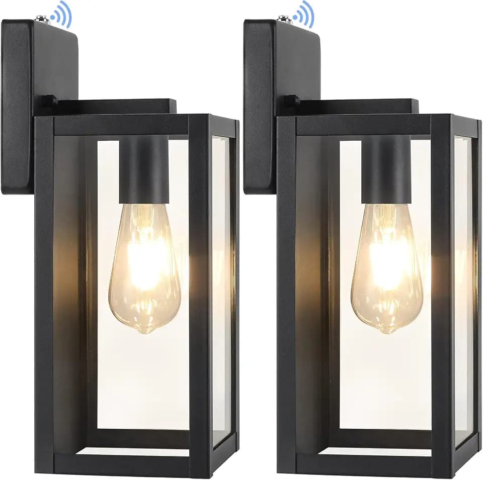 BesLowe 2-Pack Dusk to Dawn Outdoor Wall Lights, Black Exterior Sconces