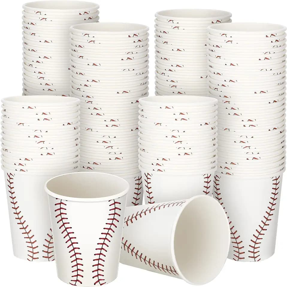 Teling 100 Pcs Baseball Paper Cups, 9oz Disposable Sports Party