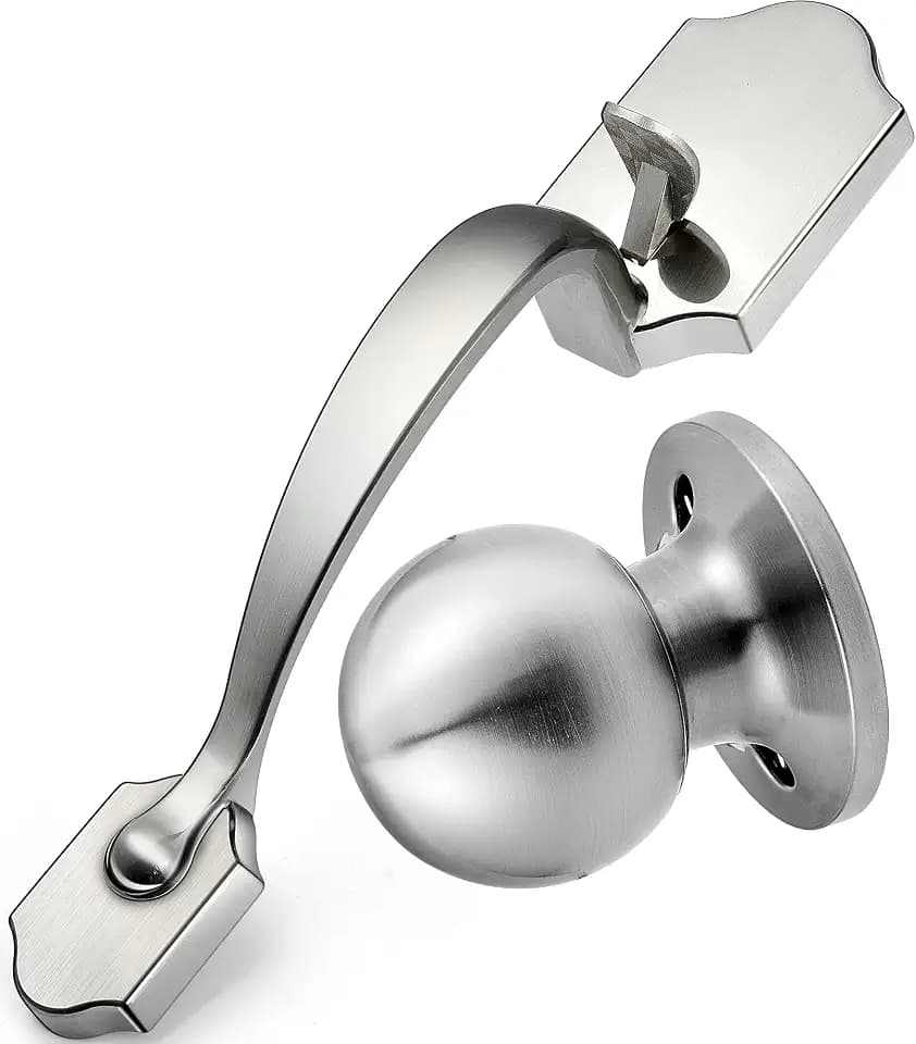 Exterior/Interior Front Entry Door Handle with Knob, No Lock, Satin Nickel
