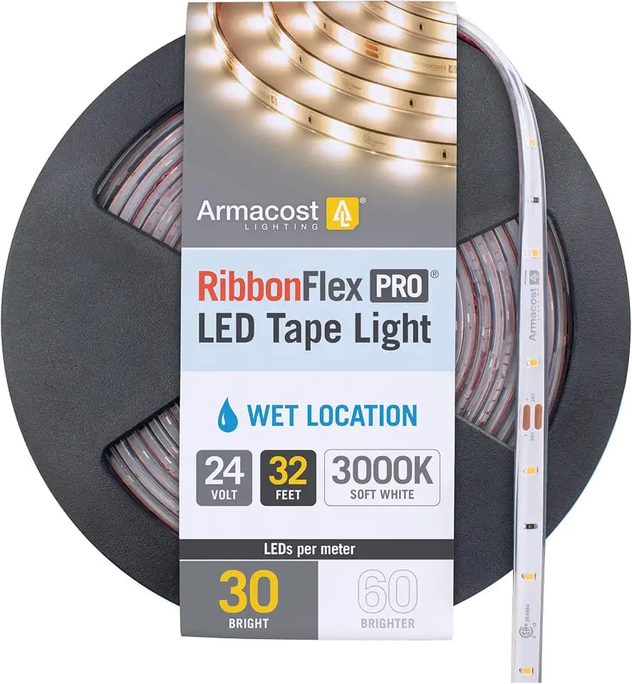 Armacost Lighting RibbonFlex Pro Soft White (3000K), 30LEDs/M, 10M, 24V Outdoor Tape Light (144450)