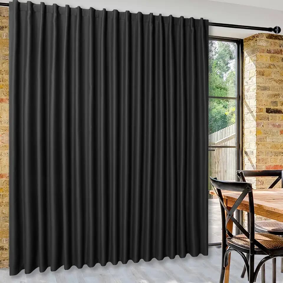DWCN Privacy Room Divider Blackout Curtain - Patio Sliding Door Curtains, Extra Wide Thermal Curtains with Back Tab & Rod Pocket for Living Room and Bedroom Partition, 144 x 72 Inches, Black