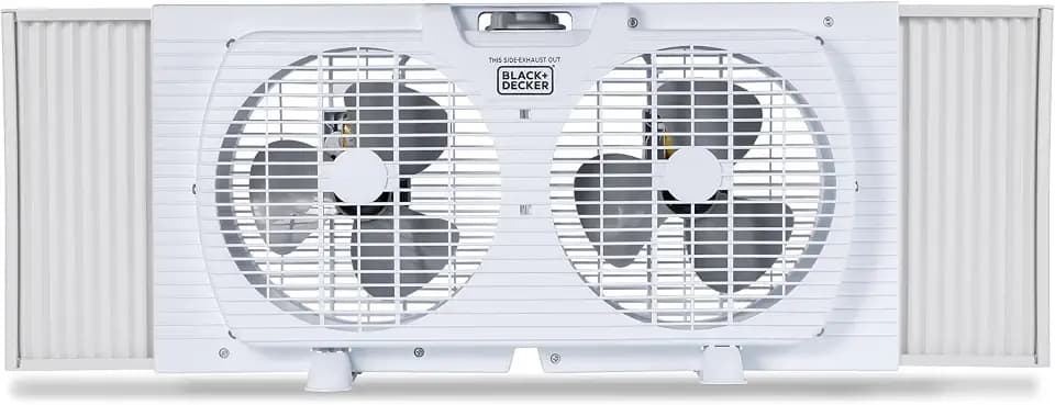 BLACK+DECKER 9" Dual Window Fan with 2 Speed Settings, BFW9M, White