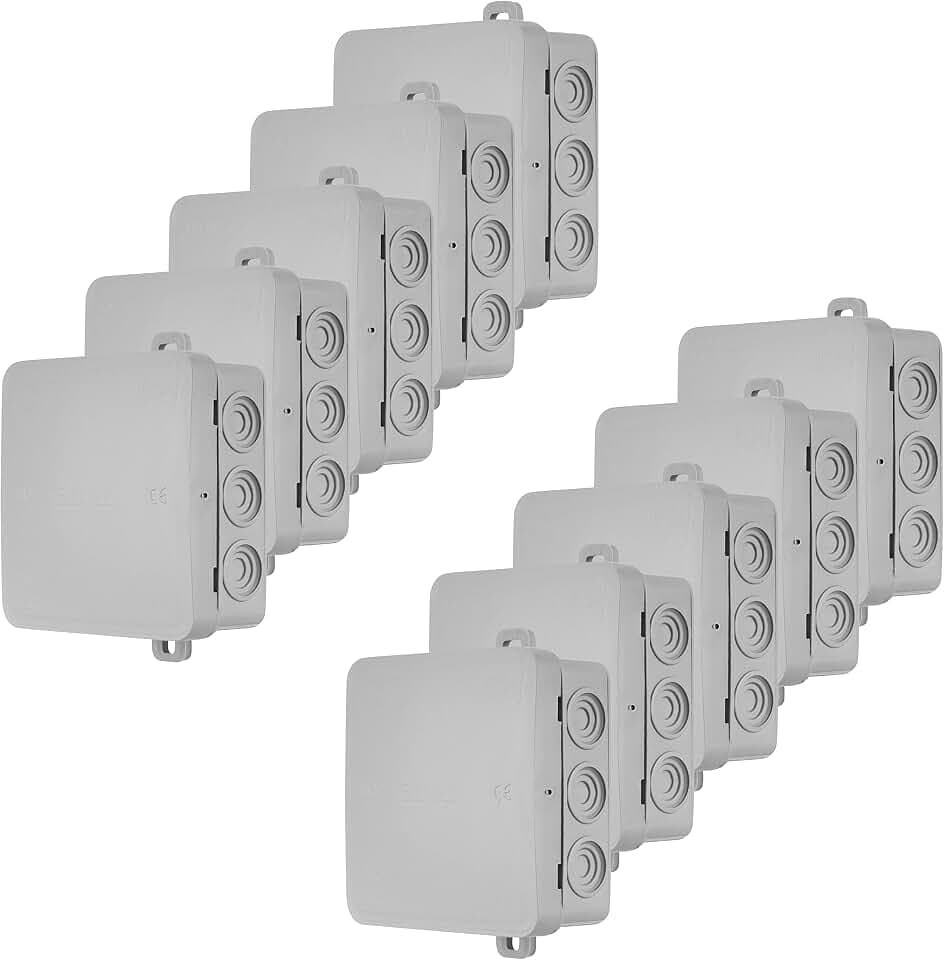 REV Verteilerdose 10x, 12-fach Abzweigdose Aufputz, 85x85x40, IP54, grau