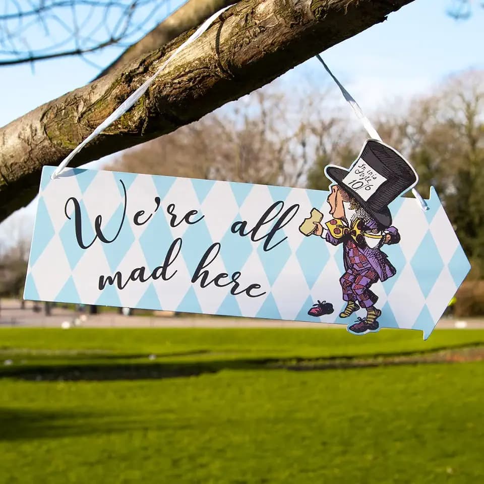 Talking Tables 12 x Alice in Wonderland Party Signs Arrow Direction | Reusable Mad Hatters Themed Room Decor Party Decorations for Wedding Venue Signs Onederland Birthday Baby Shower,