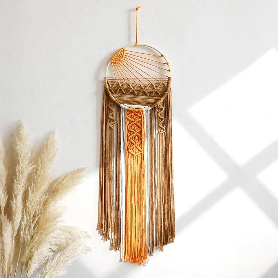 Artilady Mcrame Wall Hanging Tapestry Sun Art Decor, Boho Big Dream Catcher