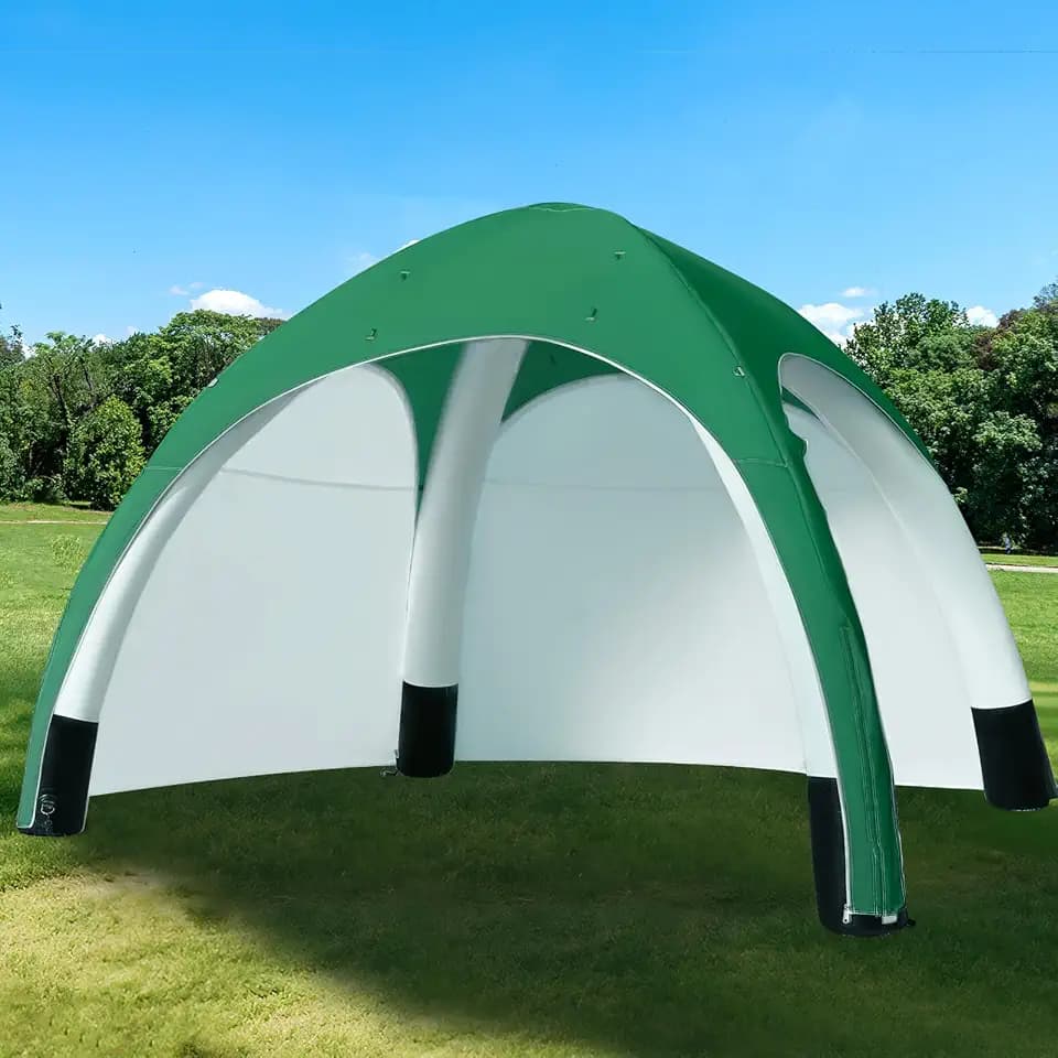 Inflatable Canopy Tent 10x10Ft Green, 2 Removable Sun Curtains & Air Pump Included, Portable Airtight Sun Shelter Canopy for Outdoor Events, Trade Shows