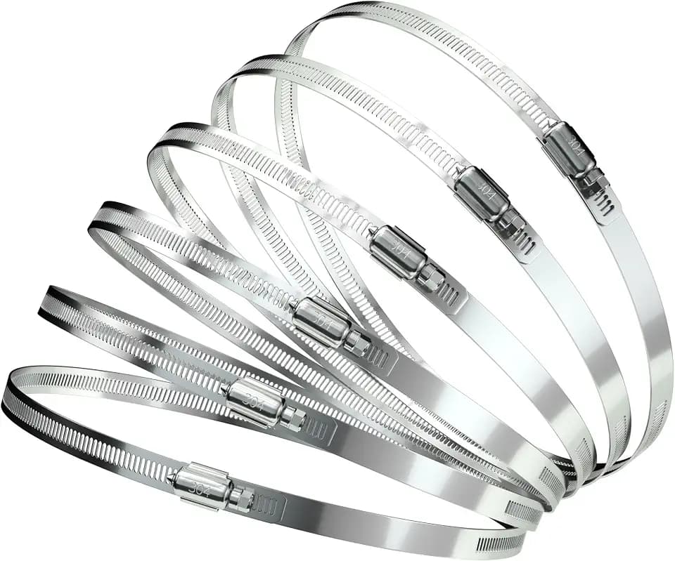 Hose Clamp Set - 6PCS 12 inch 304 Stainless Steel Worm Gear Hose Clamps for Fuel Line,dryer,Intercooler,Garden Water Pipe and Washing machine,Automotive Plumbing,290mm-310mm Hose Clamps