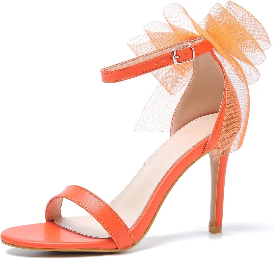 LIURUIJIA Women's Open Toe Stiletto Heels with Bow One Strap Sandals Wedding Party Prom Dress Shoes