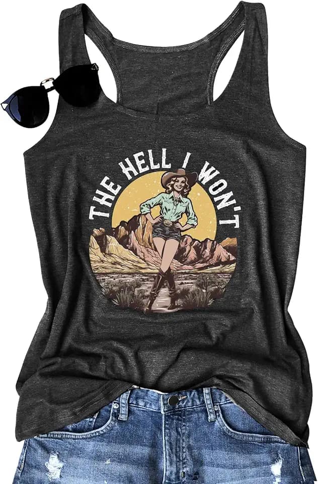 Graphic Tees for Women Summer Tank Tops Vacation Outfits for Women Country Concert Tops Summer Racer Back Tank Tops