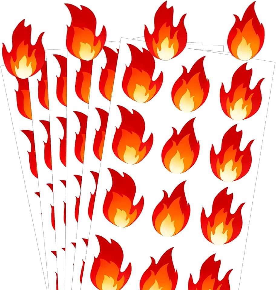 Fire Vinyl Stickers 1 inch Red Flame 240pcs