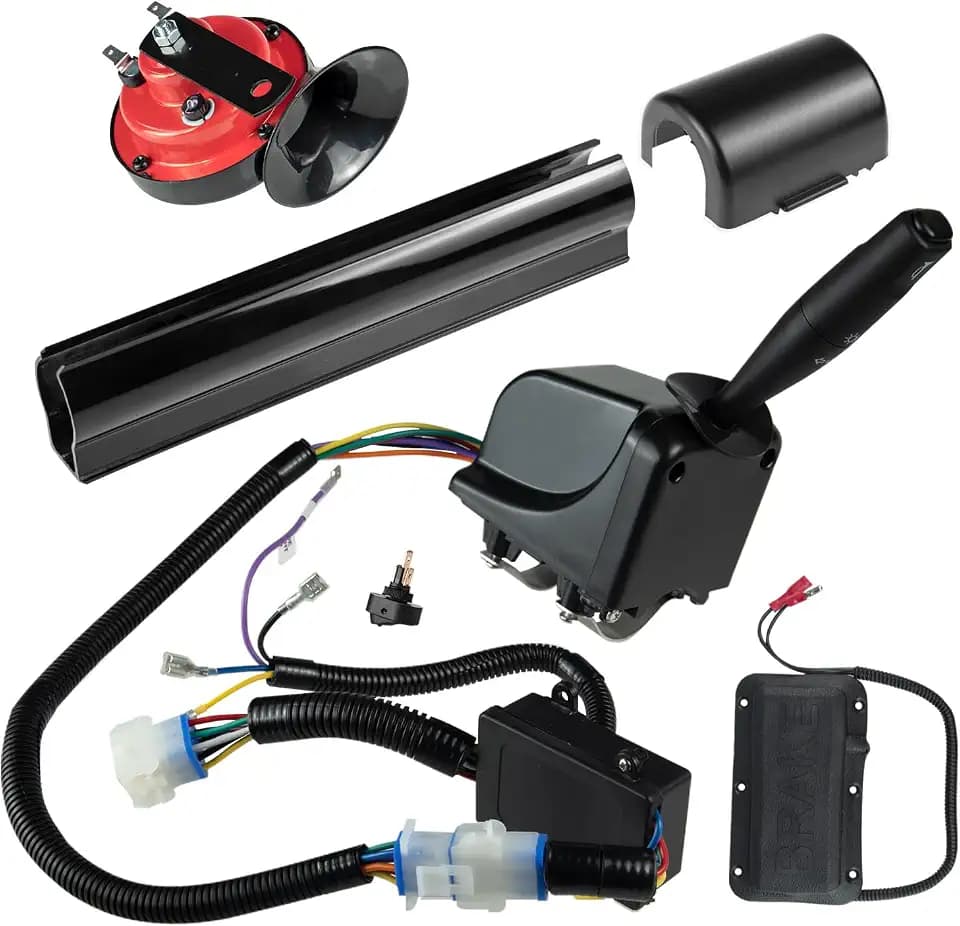 Golf Cart Turn Signal Kit with Brake Switch Pad, Horn, 9-pin Plugs Wiring Harness, Upgrade Street Legal Plug & Play Light Kits for Club CAR DS EZGO TXT RXV Yamaha (12V)