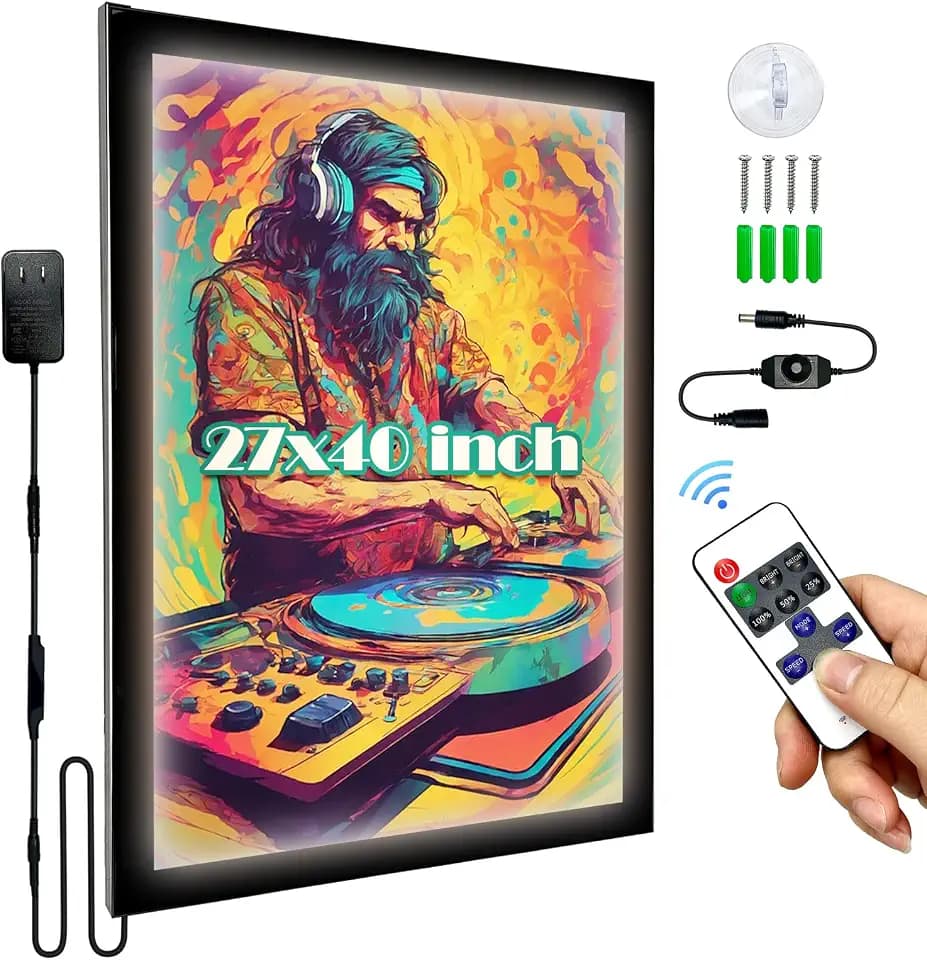 27×40 LED Poster Frame with Remote & Manual Control, Adjustable Brightness