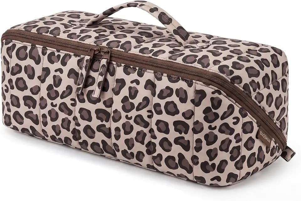 BAGSMART Hair Tools Travel Bag Compatible with Shark Flexstyle, Leopard