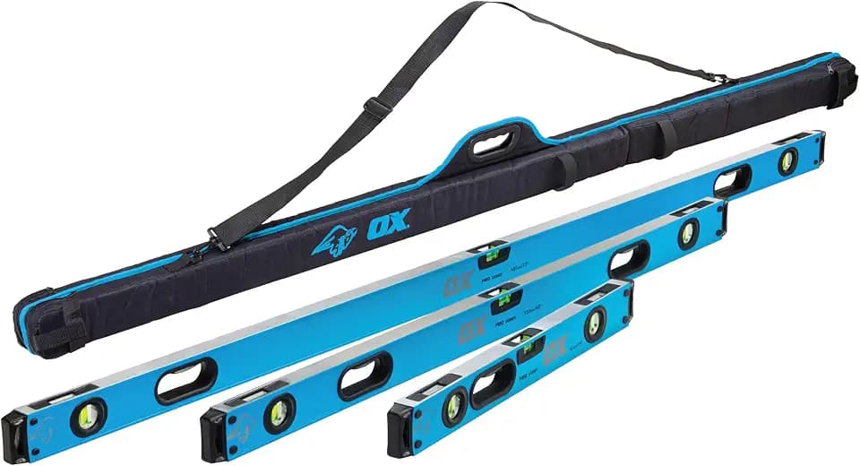 OX Box Level Set with Case - 72" 48" & 24" Levels for Construction