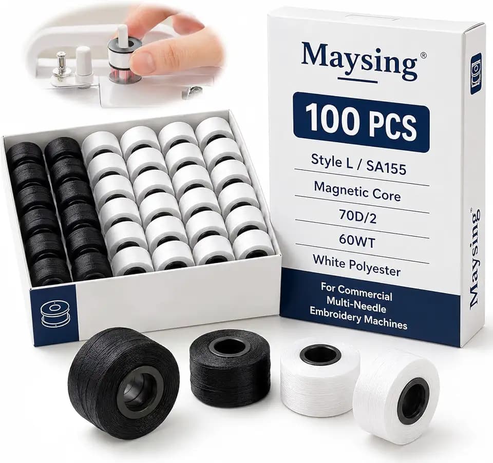 100 Pcs Magnetic L Prewound Bobbins, White Black