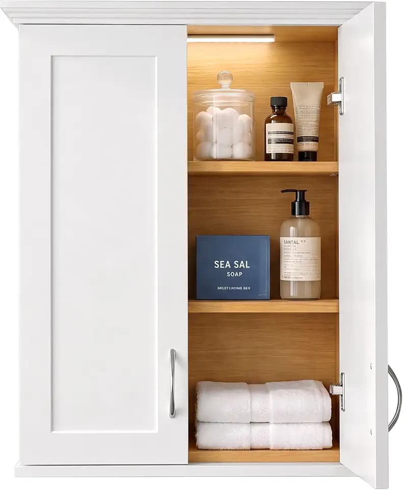 VANIRROR Bathroom Cabinet Wall Mount with DIY Lighting Dual-Tone Design