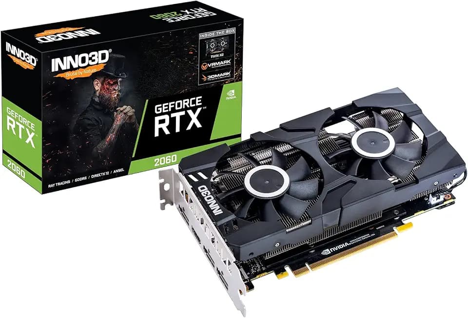 Inno3D NVIDIA Video Card GeForce RTX 2060 Twin X2 6GB GDDR6 192bit, 1680Mhz, HDMI, 3X DP, 1x 8pin, 2 Slot, 2 Fan, 160W; N20602-06D6-1710VA15L