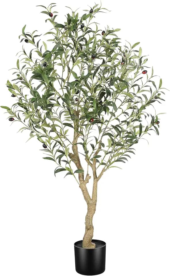 LYERSE Faux Olive Tree 4ft with Large Olive Branches and Lifelike Leaves