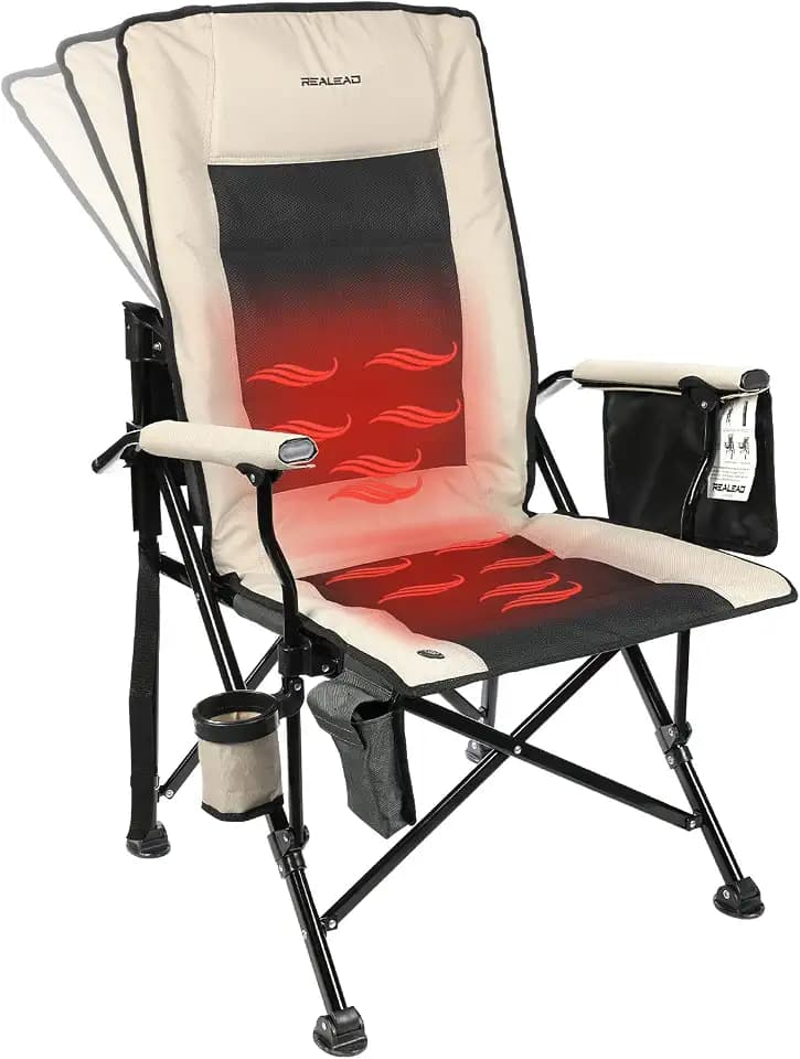 REALEAD Heated Camping Chair with Fully Padded