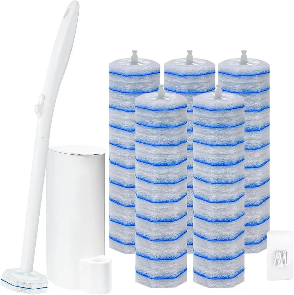 Disposable Toilet Brush & Holder Set with 50 Toilet Bowl Refills for Clorox