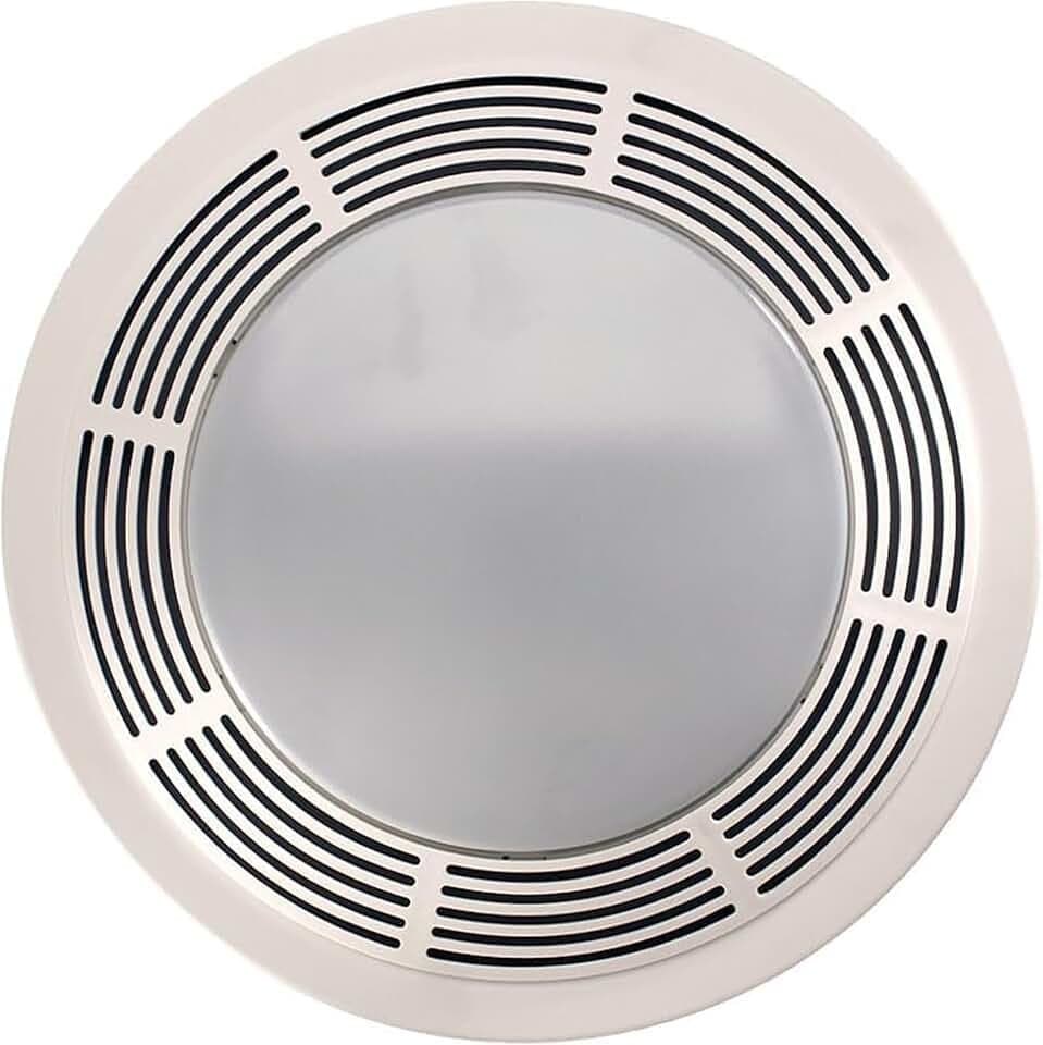 Broan-NuTone 750 Round Fan and Light Combo for Bathroom and Home, White Grille with Glass Lens, 100-Watts, 3.5 Sones, 100 CFM