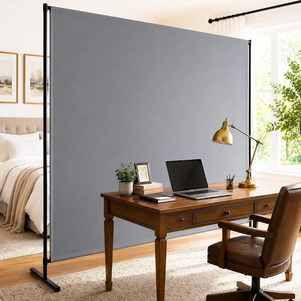Room Divider, 72x72Inch Large Single Panel Privacy Screen with Thickened Fabric,Freestanding Partition Wall for Room Separation,Portable for Indoor Office,Bedroom,Studio Apartment,Gray