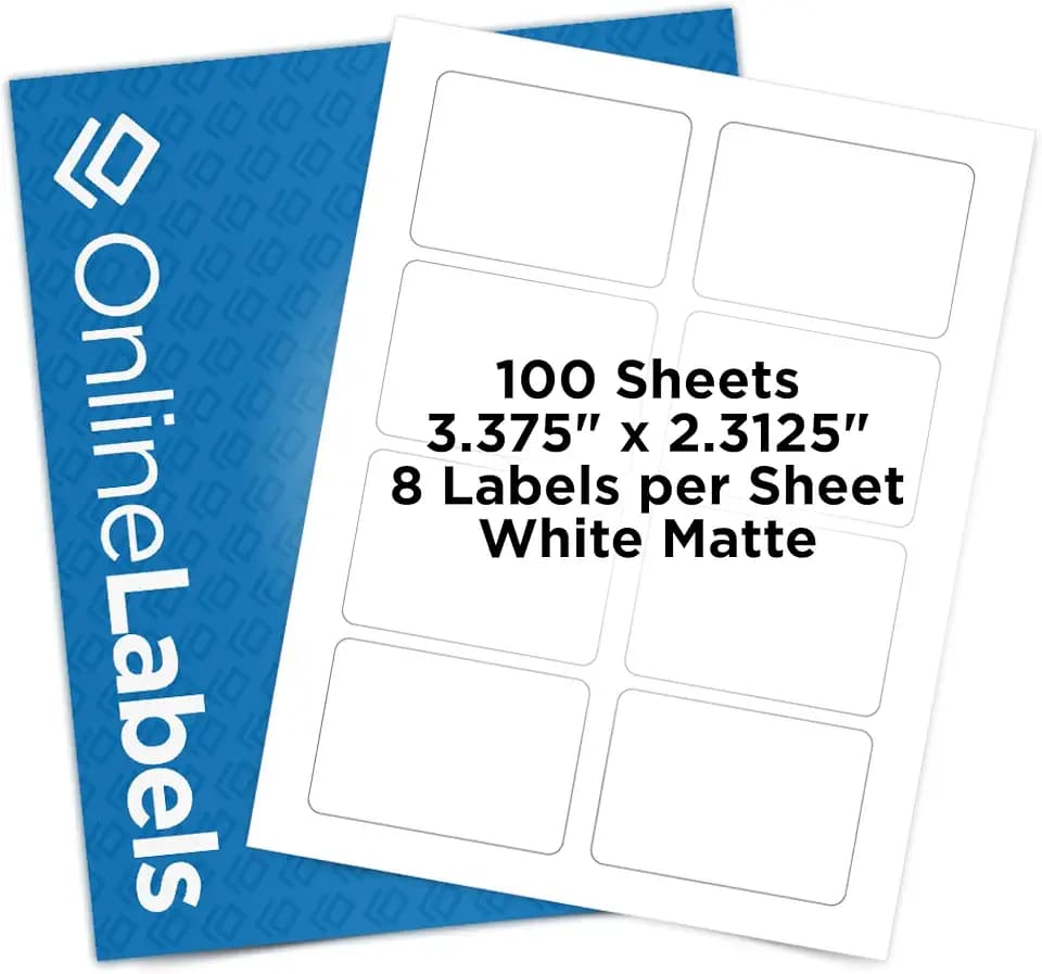 OnlineLabels 2.33" x 3.375" Name Tags - White Matte - 100 Sheets