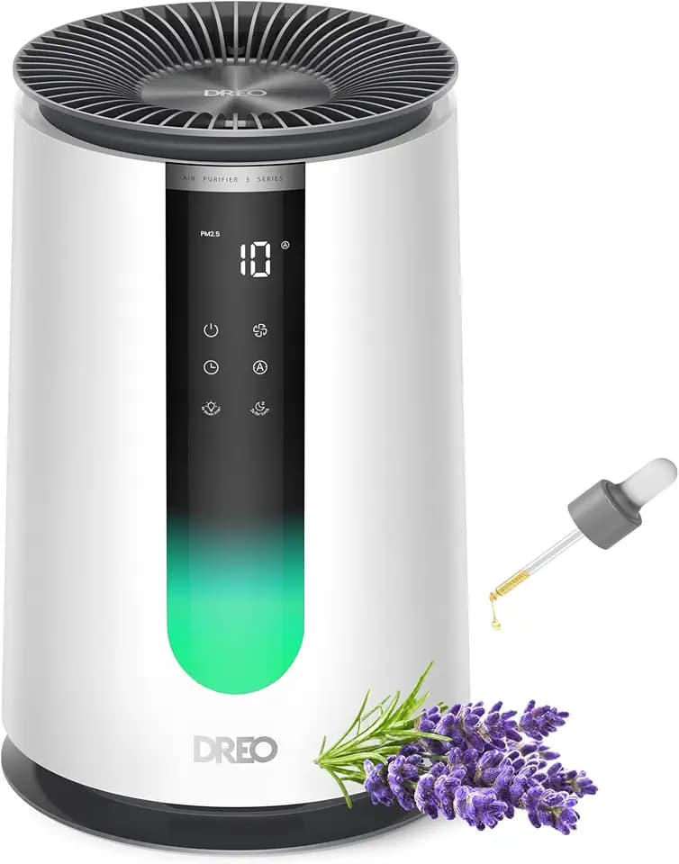 DREO Air Purifier for Home, HEPA Sleep Mode, AHAM VERIFIDE Air Purifiers for Bedroom, Pets, Smoke, Dust, Pollen & Odors, PM2.5 Monitor, Auto & Turbo Mode, 4 Speeds, Scent Diffuser, DR-HAP008(Dreo 338)