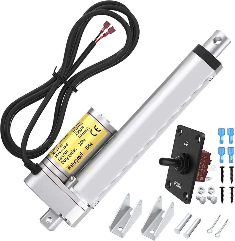 RVMARINEPAT Heavy Duty Linear Actuator 12V 330lb/1500N Load, 6" Stroke, 10mm/s Speed Electric Actuator with Controller for Electric Industrial Machinery Door Cargo