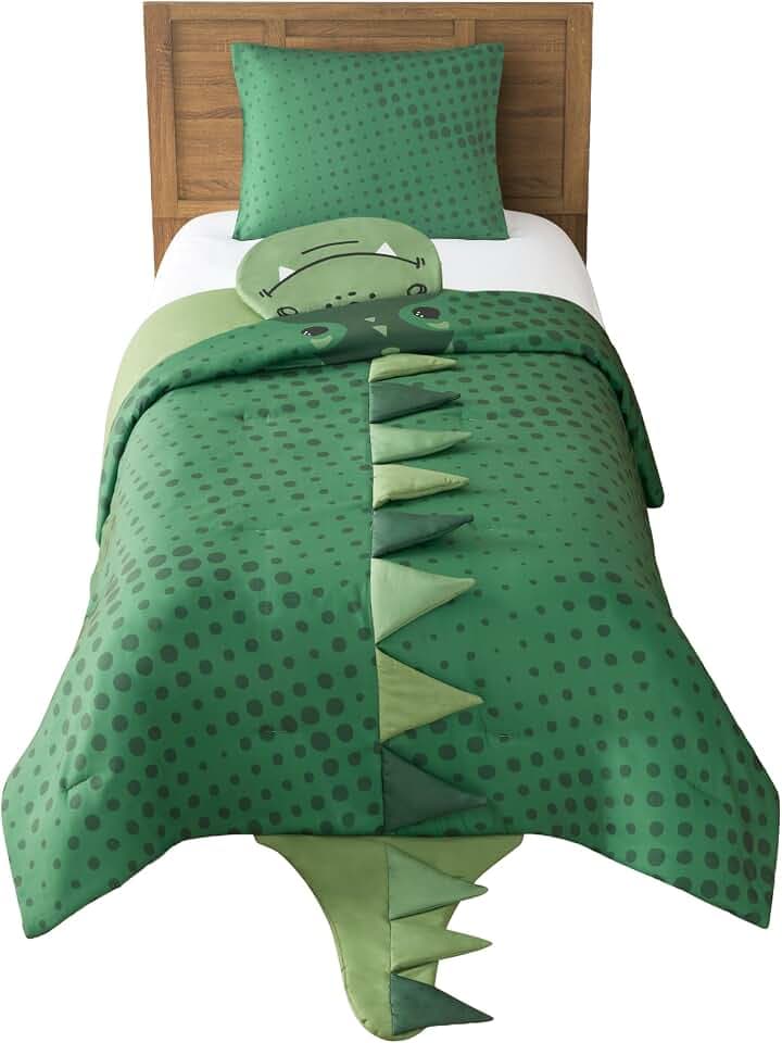B Kids 3D Animal Comforter Set, Green, Twin