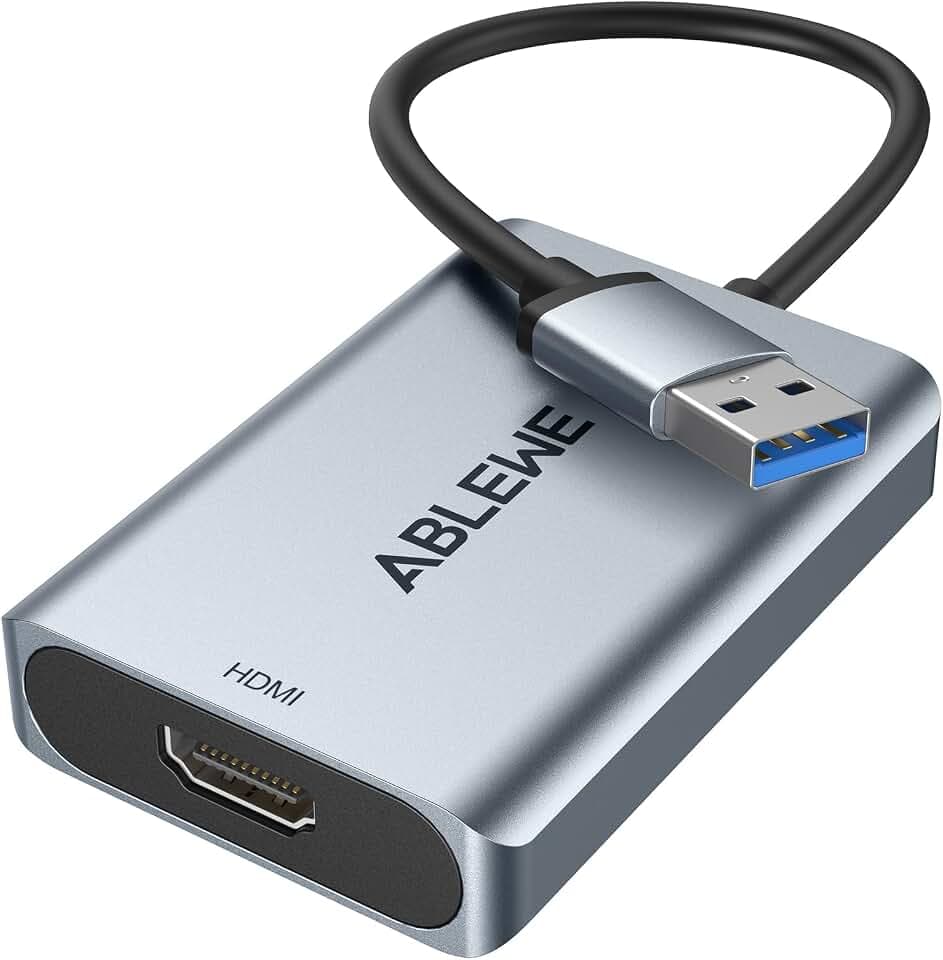 ABLEWE USB zu HDMI Adapter, Upgraded Aluminium HDMI zu USB 3.0.2.0 Audio Video Grafik Konverter Kabel f¨¹r PC Laptop Monitor Projektor Desktop TV, Unterst¨¹Tzung Mac OS, Windows 10/8.1/8/7